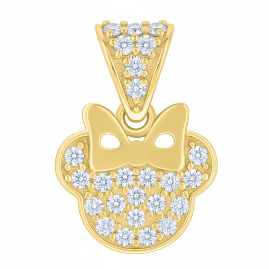 Gold pendant with diamond accents on a white background