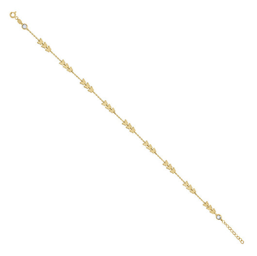 14kt Yellow Gold Women's Butterfly Fashion Link Anklet 10 Inches