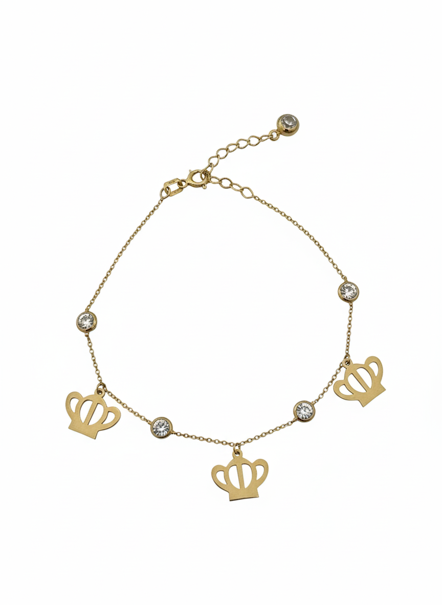 10K Royal Crown Yellow Gold Bracelet