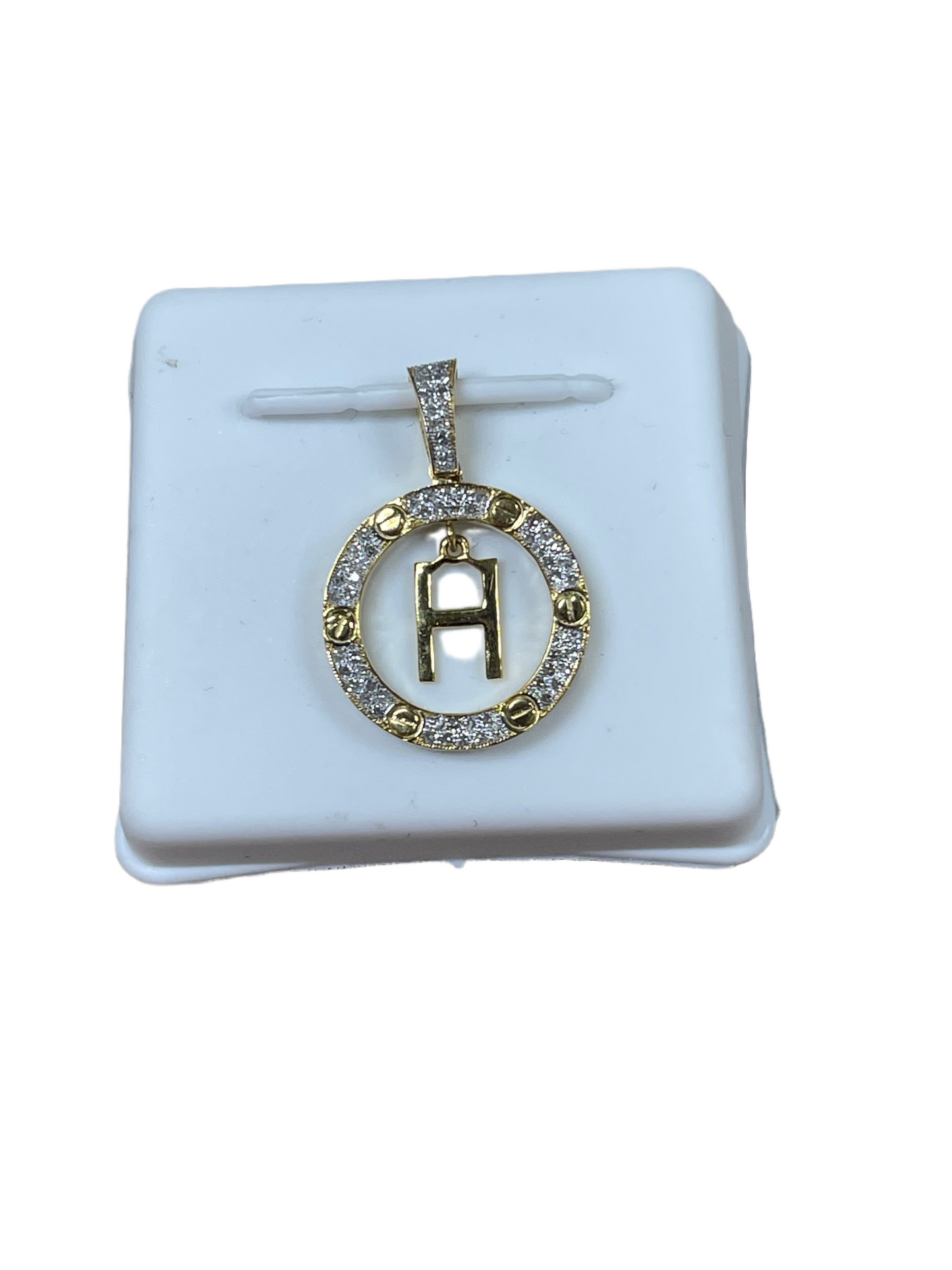 10k Cartier Style Diamond “H” Initial