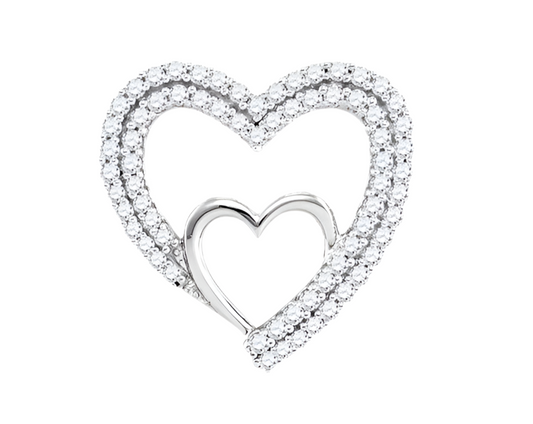 10K Double Nested Heart 1/2 Cttw Diamond Pendant