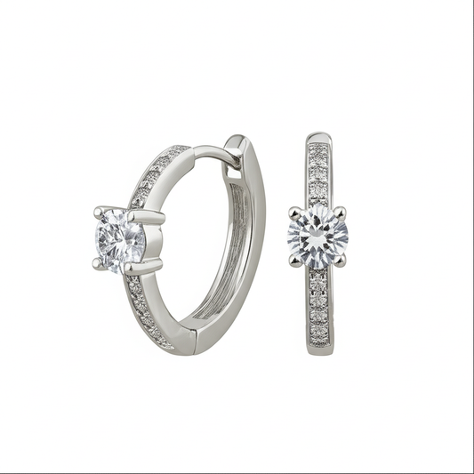 Sterling Silver 1.32 CT Moissanite Ladies Hoops