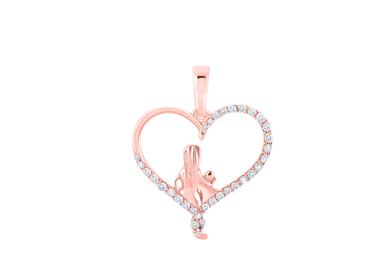 10K Mother Child Heart Diamond Pendant