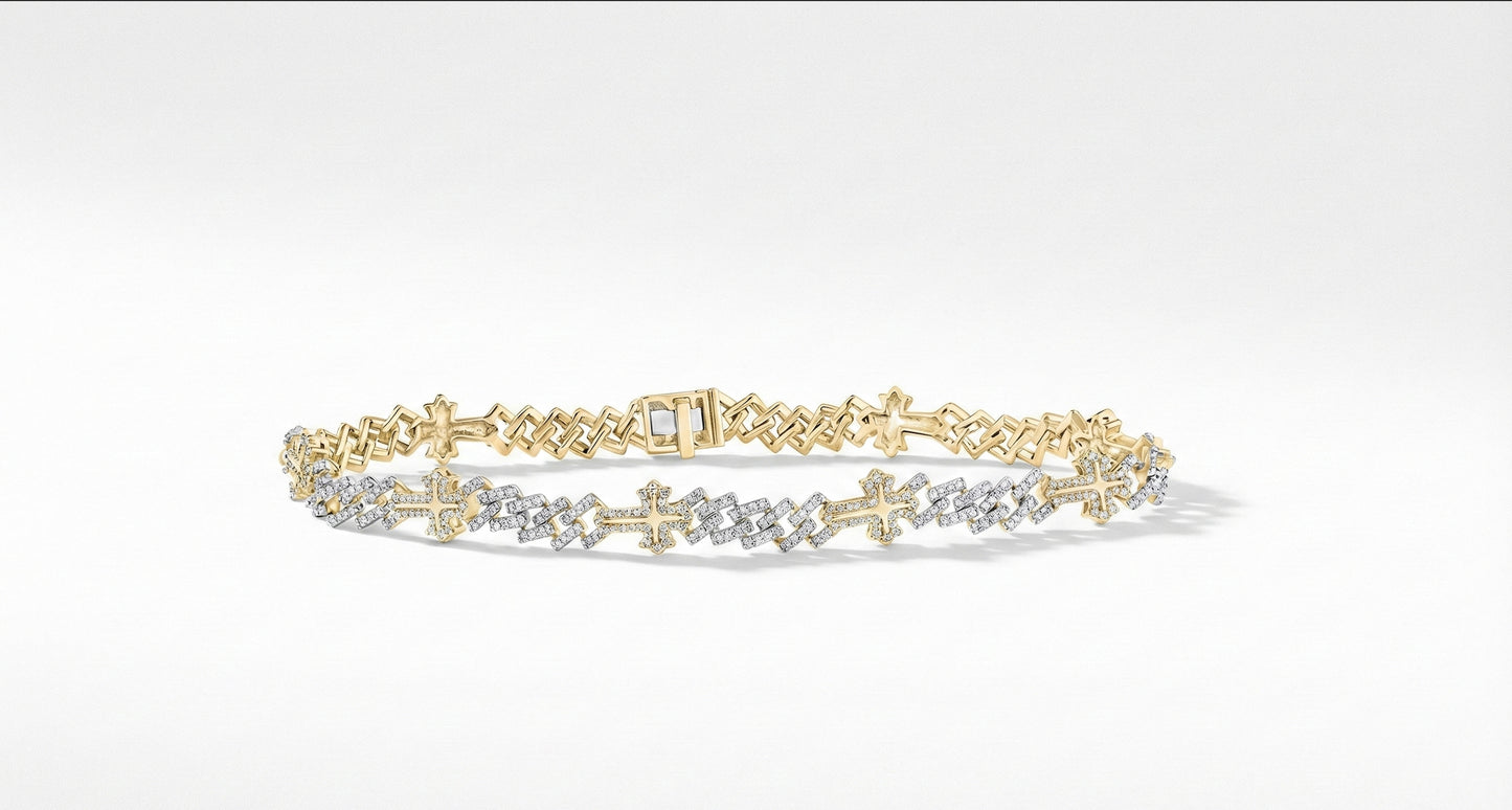 diamond mens cuban bracelet in 10k yellow gold