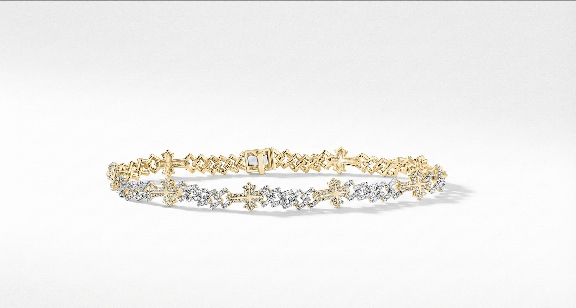 diamond mens cuban bracelet in 10k yellow gold