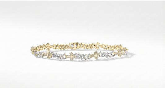 diamond mens cuban bracelet in 10k yellow gold