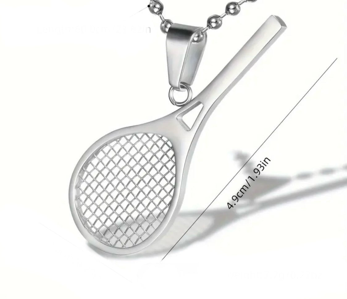 Stainless Steel 316L Tennis Racket Pendant | Sleek, Durable Design with a Polished Finish