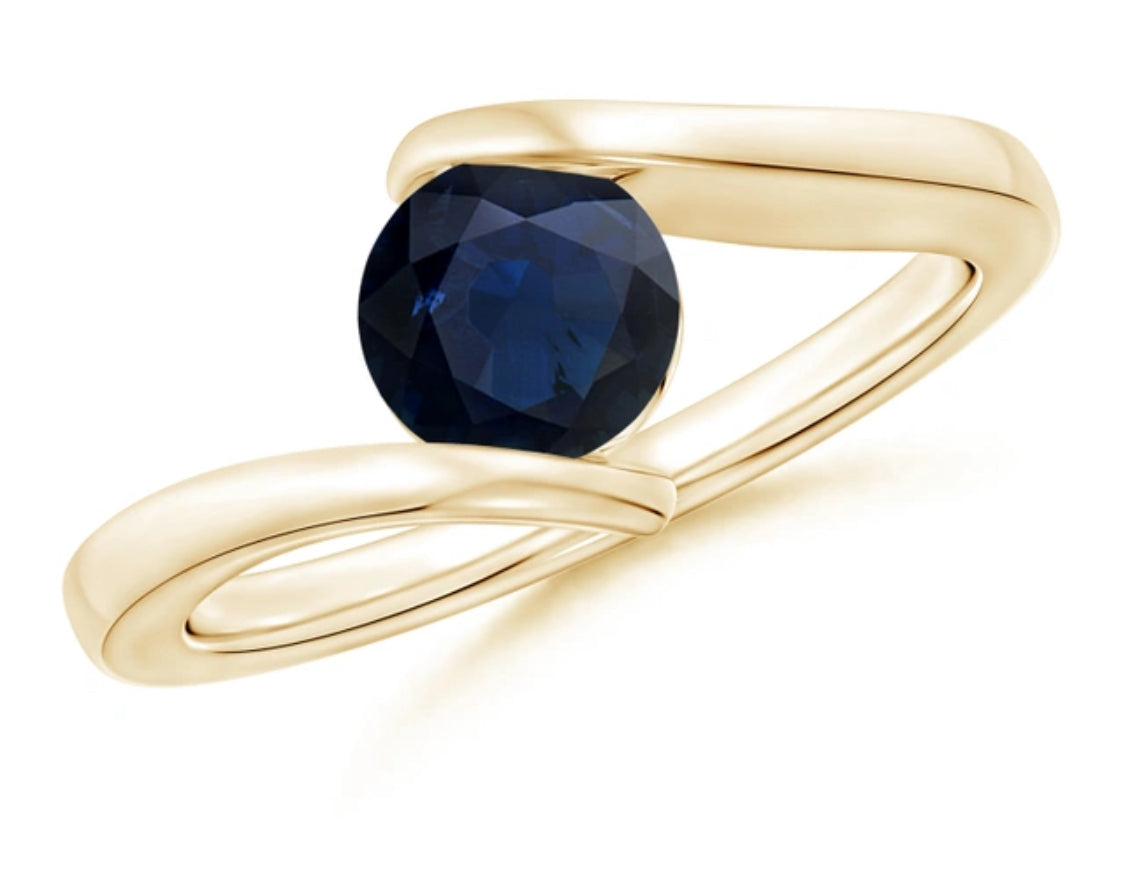 10K Royal Blue Sapphire Bypass Ring