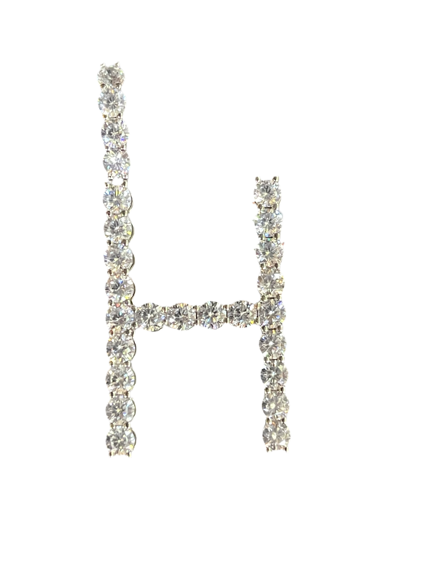 Sterling Silver Round CZ Initial H