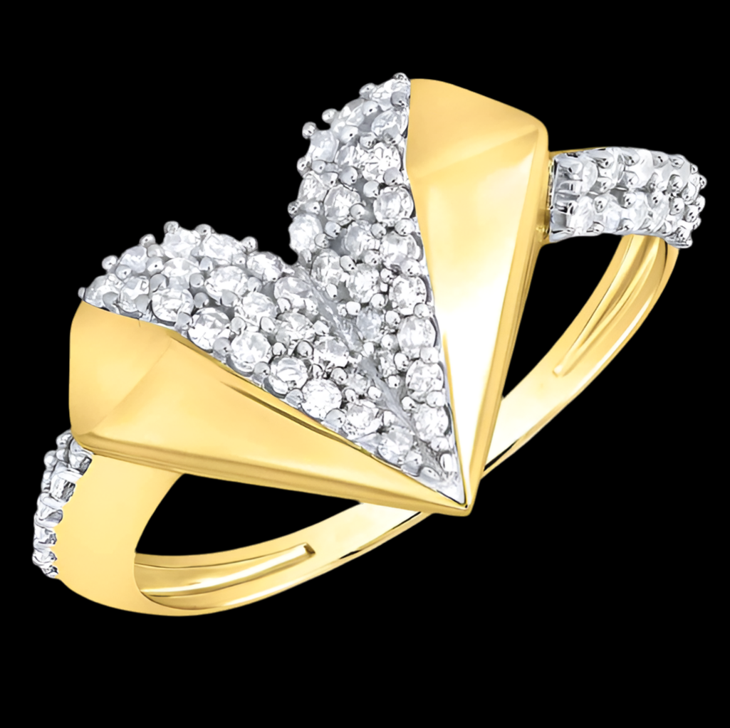 10k Gold Gift Heart 3/8 Cttw Diamond Ring