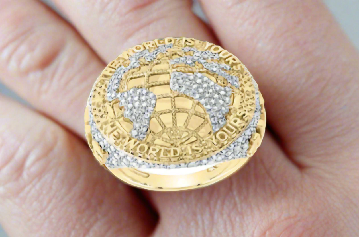 10K Yellow Gold "The World Is Yours" Ring – Custom Statement Jewelry