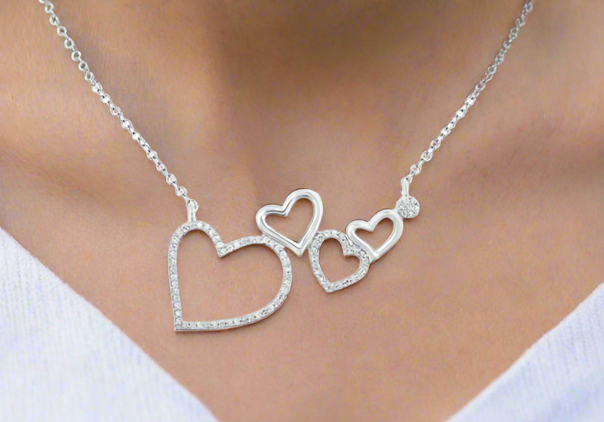 10K Floating Hearts Diamond Necklace