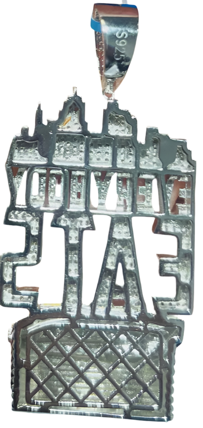 Sterling Silver Moissanite Everybody Eats Iced Out Charm