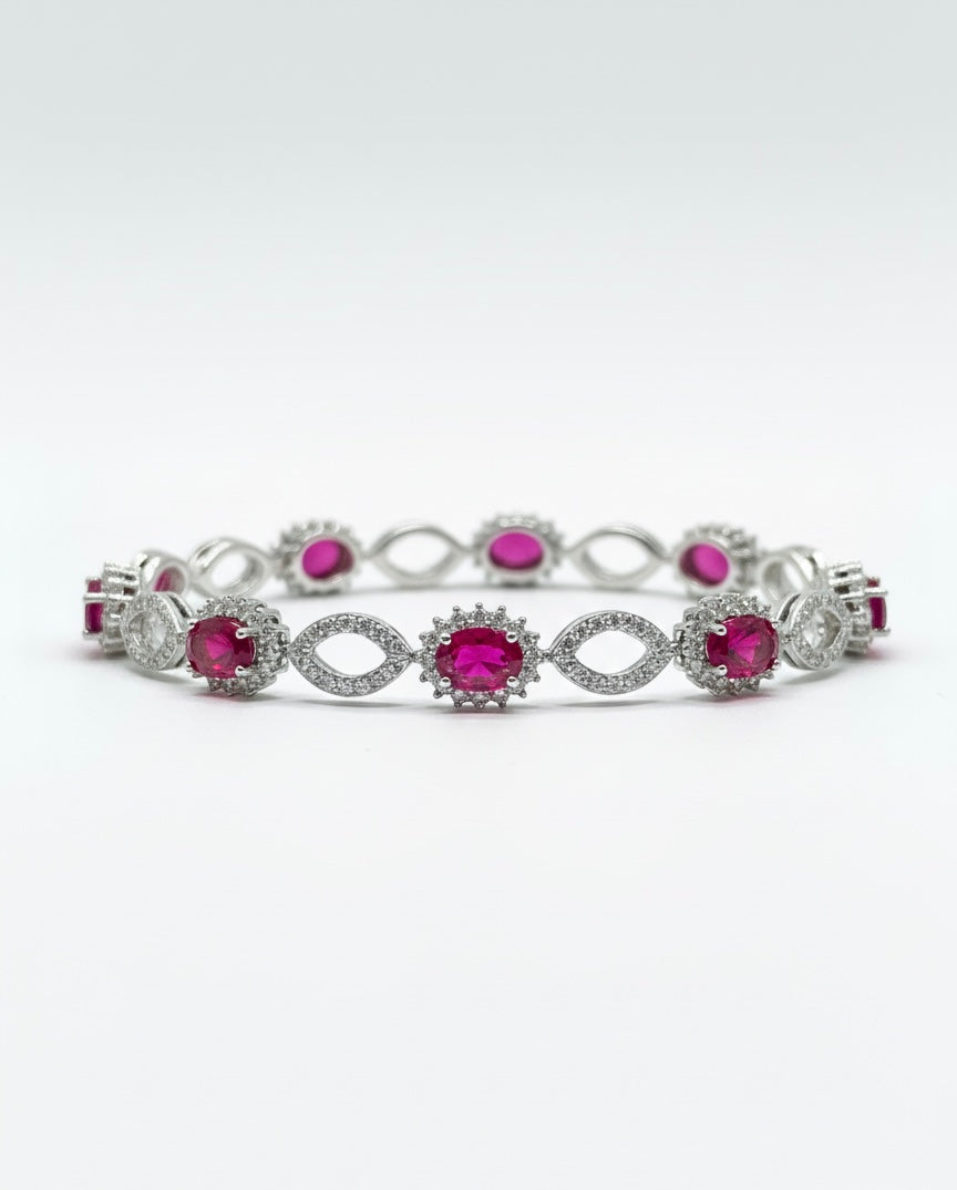 Sterling Silver Ruby & White Sapphire Bracelet