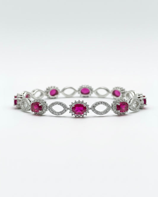 Sterling Silver Ruby & White Sapphire Bracelet