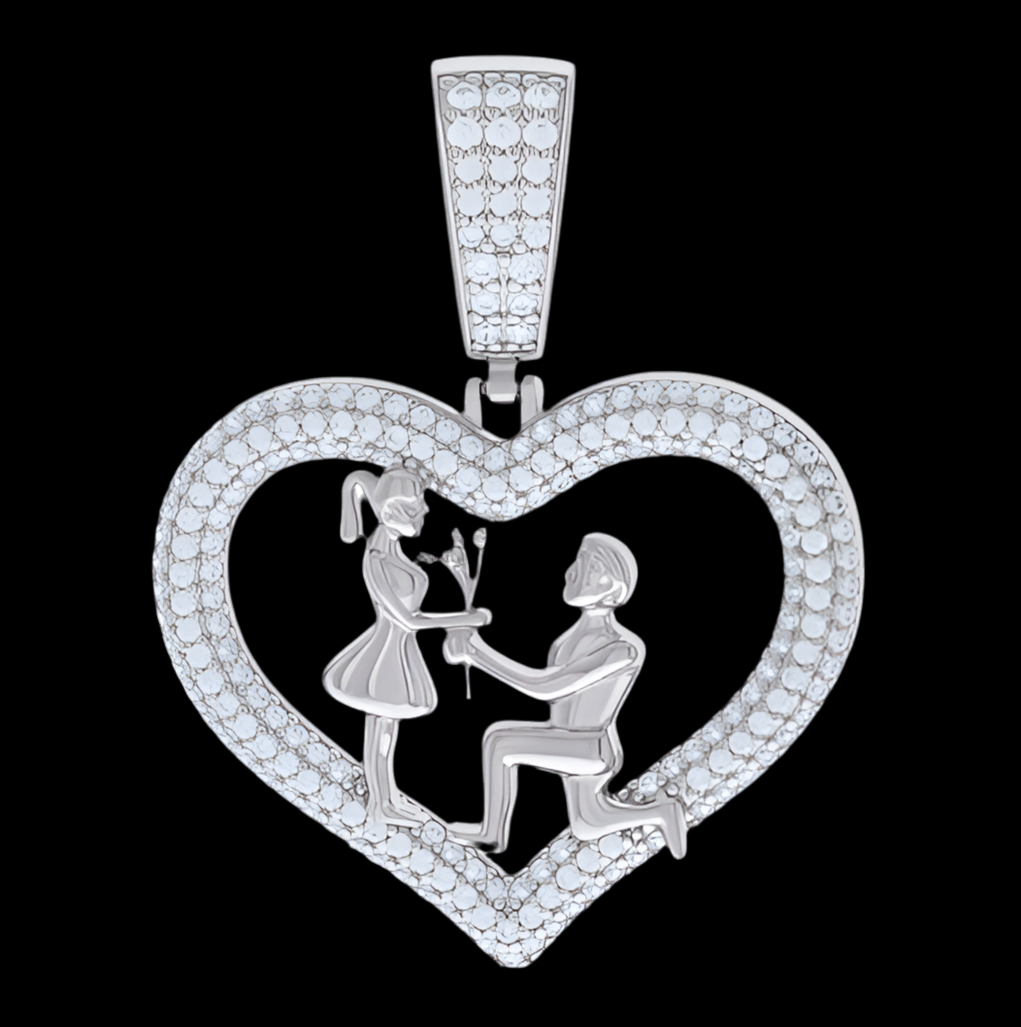 Sterling Silver Couple Propose Heart Charm