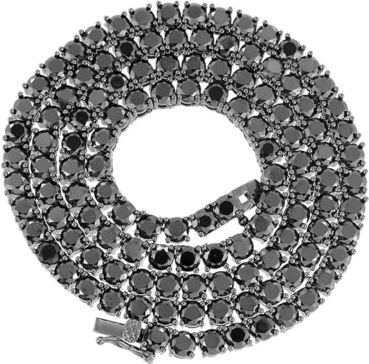 4mm black stones tennis chain necklace