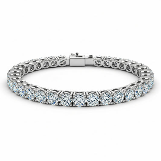 4mm sterling silver round moissanite tennis bracelet shown flat
