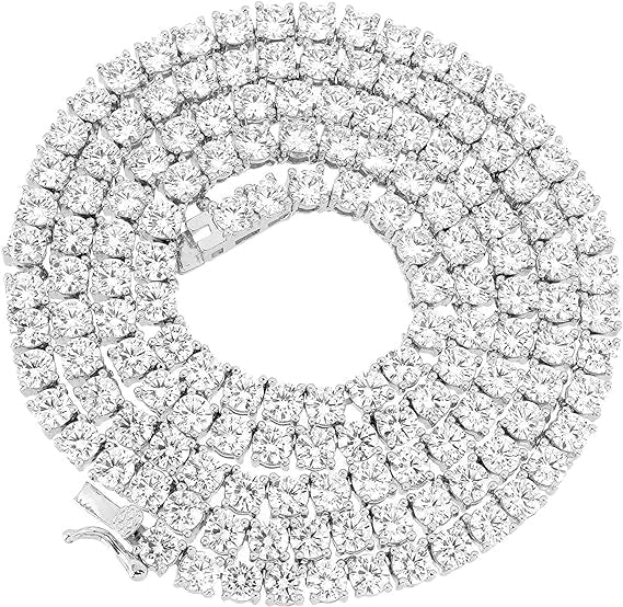 4mm white stones tennis chain necklace