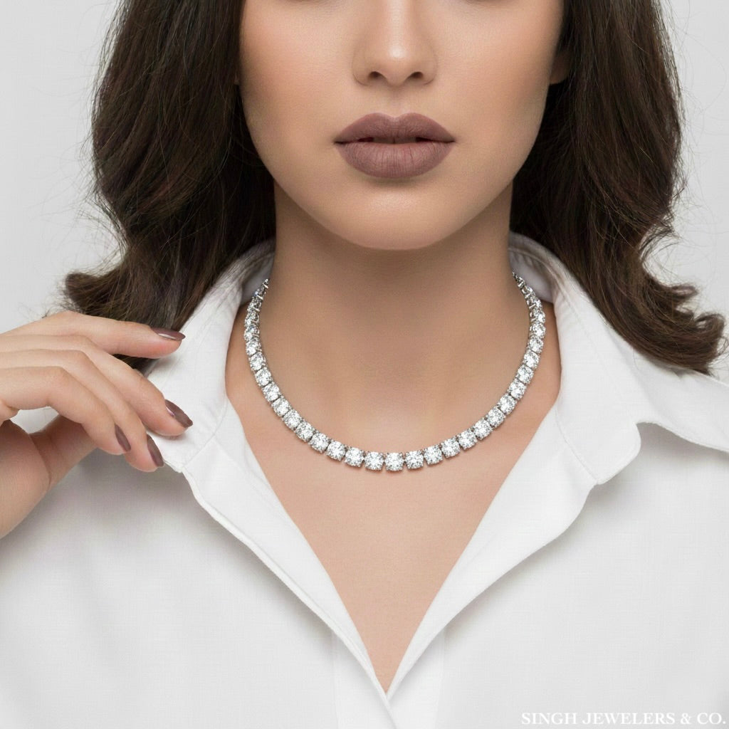 white stones tennis chain fashion jewelry