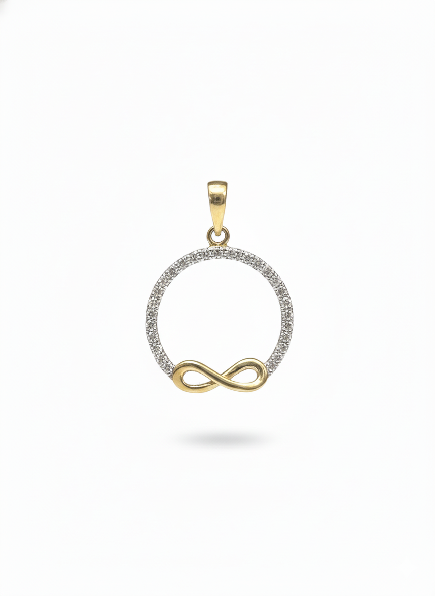 10k Forever Infinity Diamomd Circle Pendant