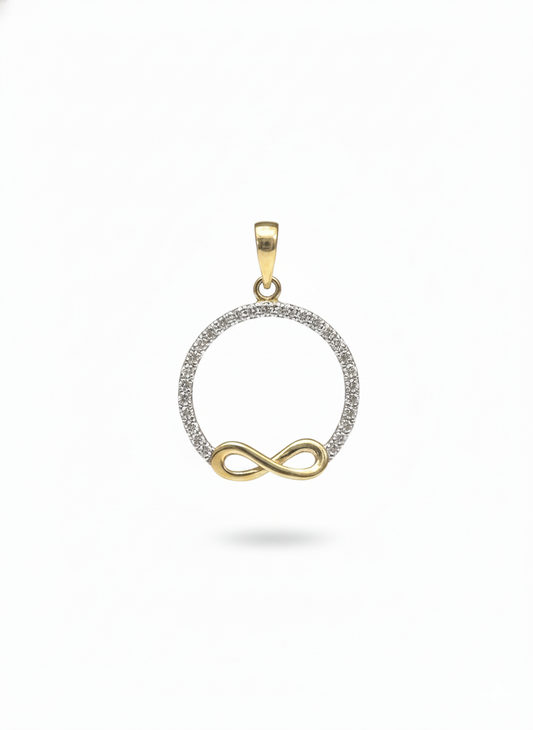 10k Forever Infinity Diamomd Circle Pendant