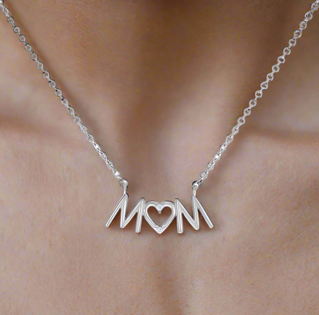 Sterling Silver MOM Necklace