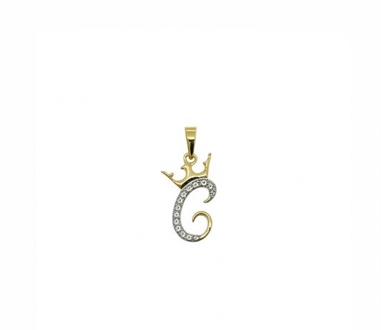 10k Crown Initial C Diamond Charm