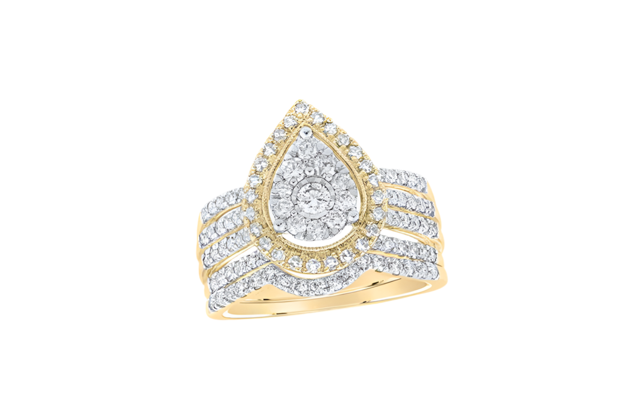 10K Teardrop Bridal Wedding Ring Set
