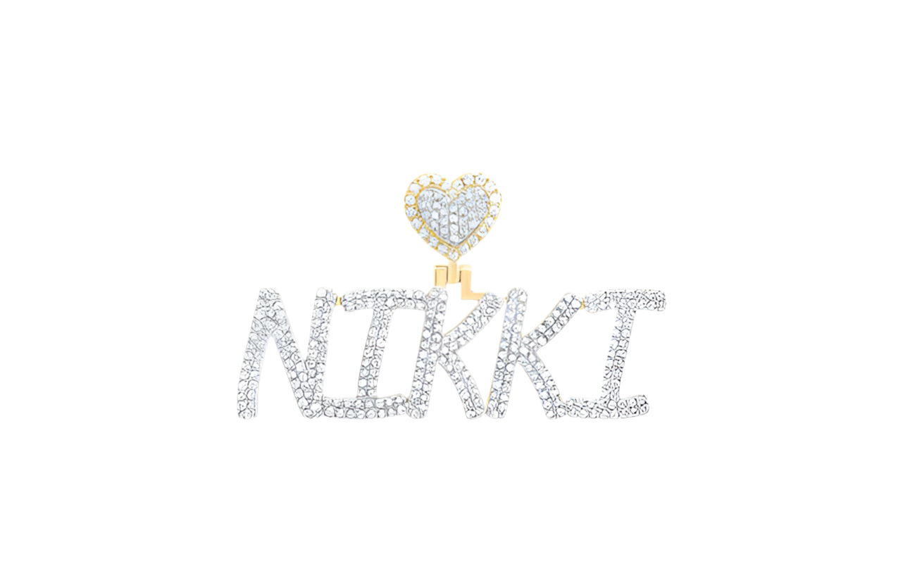 10k Yellow Gold Nikki 1 & 1/2 Cttw Round Diamonds Name Pendant