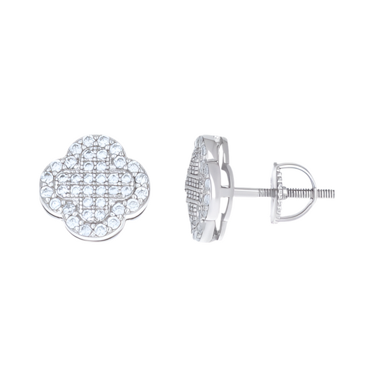 Sterling Silver White Sapphires Clover Earrings