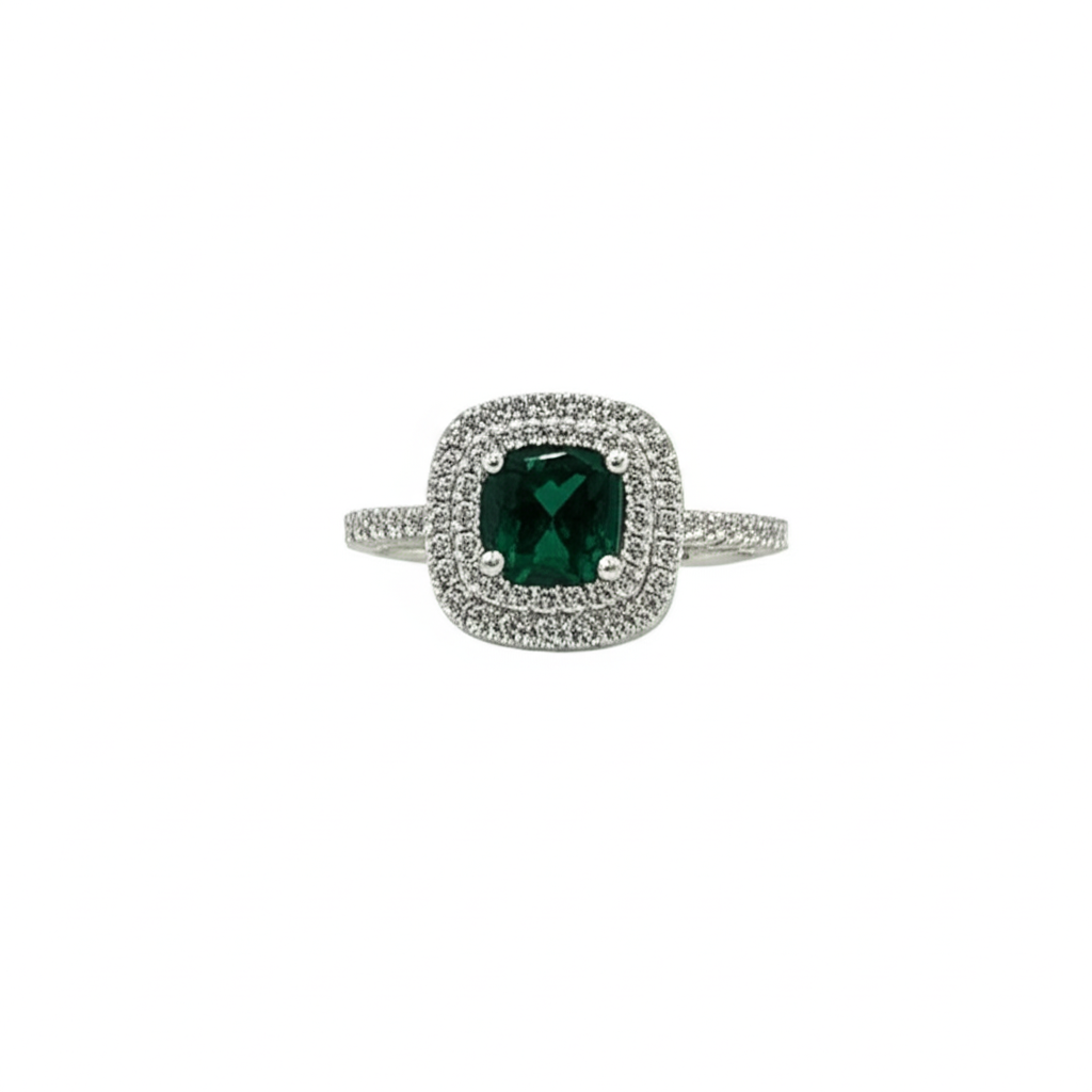 1.65 CT Green Moissanite Sterling Silver Ladies Ring