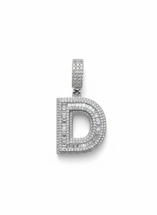Sterling Silver D Initial Pendant Charm
