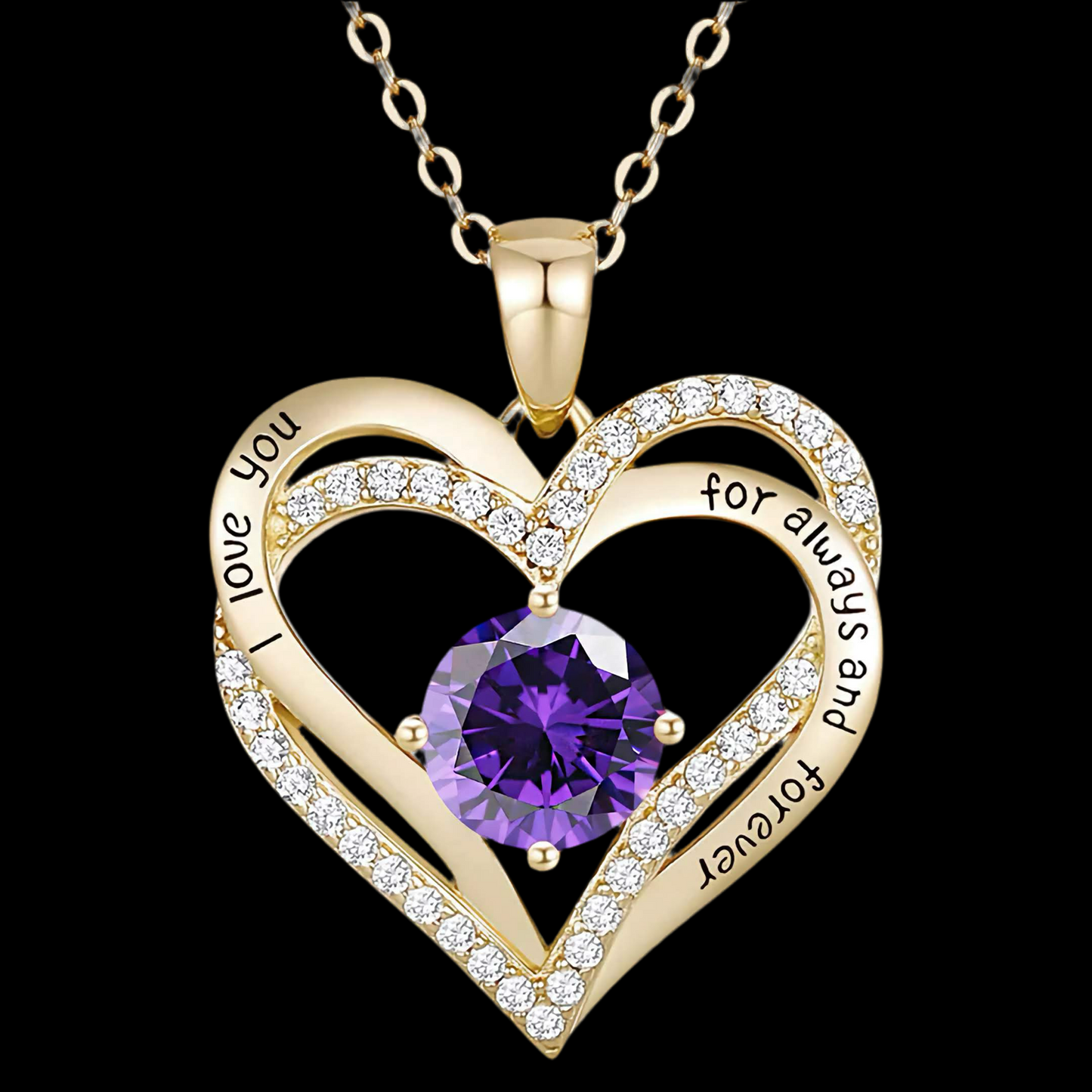 10K Amethyst Birthstone I love you for always and forever