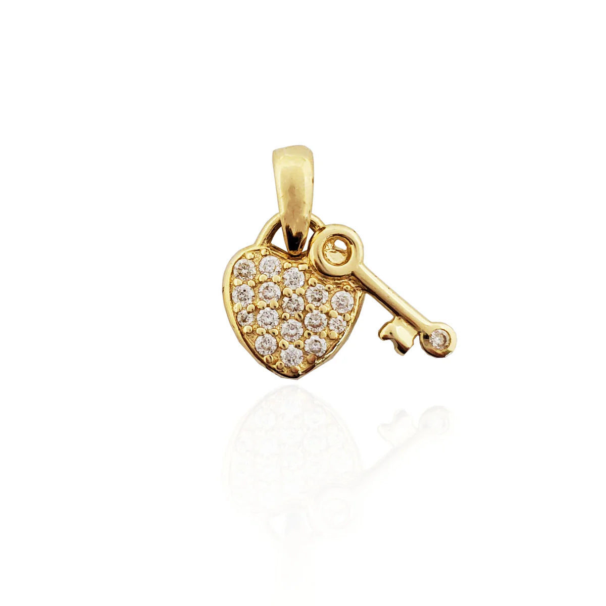 10k Heart Key CZ Charm