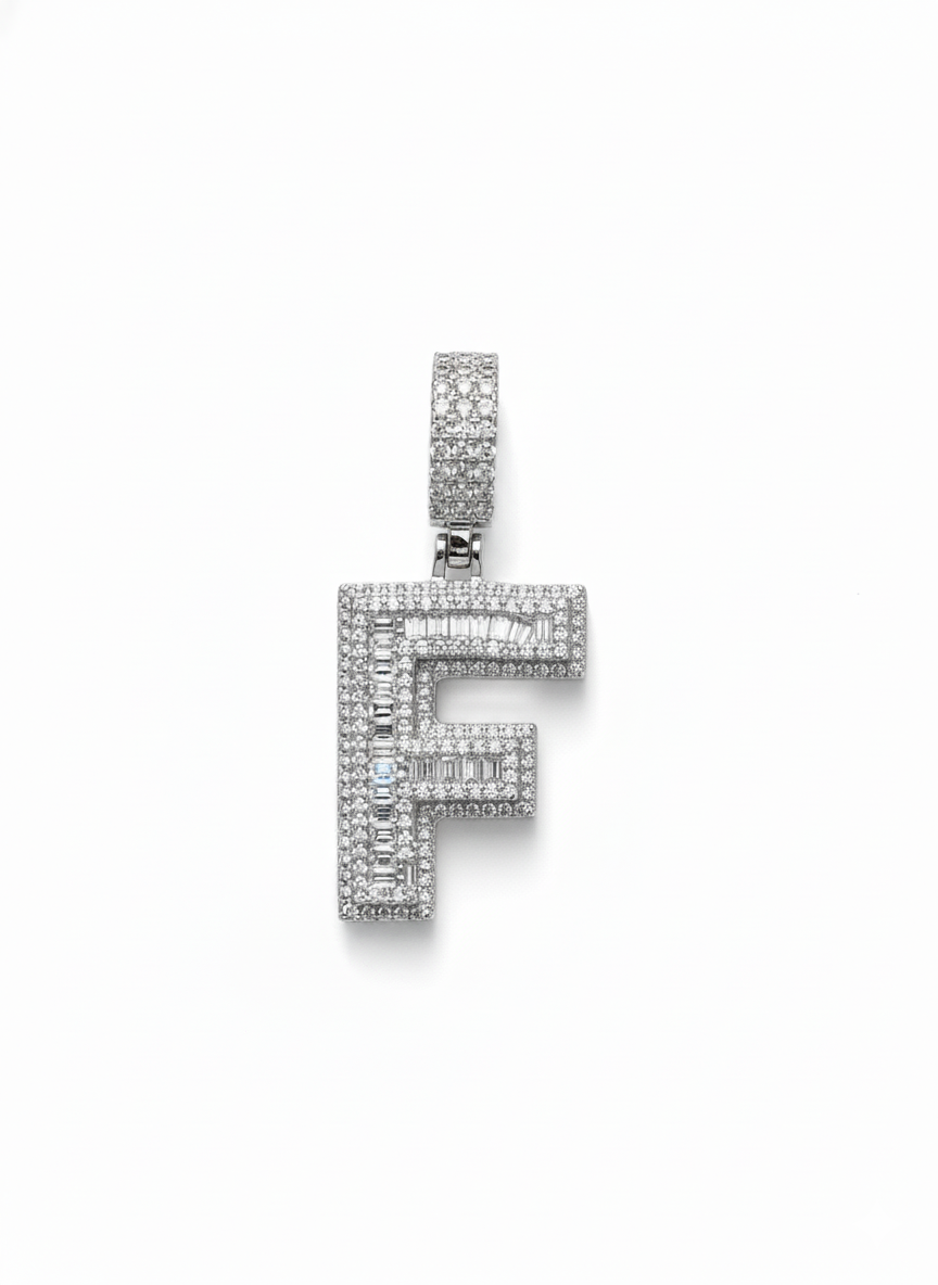 Sterling Silver F Initial Pendant Charm