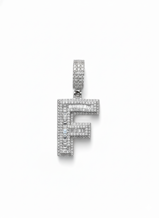 Sterling Silver F Initial Pendant Charm