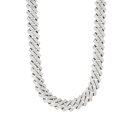 Sterling Silver 14mm Moissanite Cuban Necklace