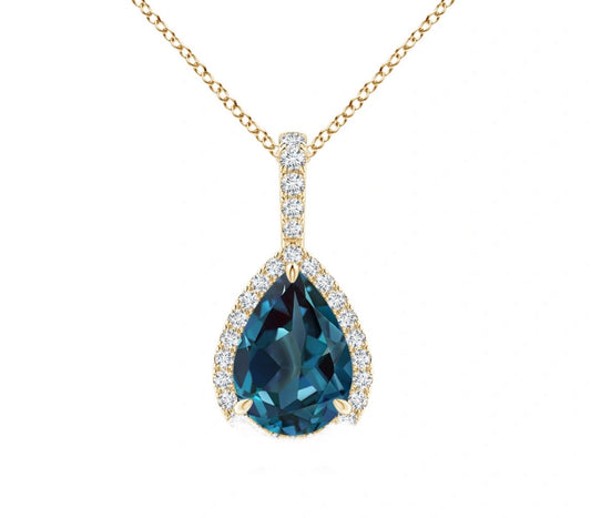 10k Alexandrite Pear Diamond Pendant