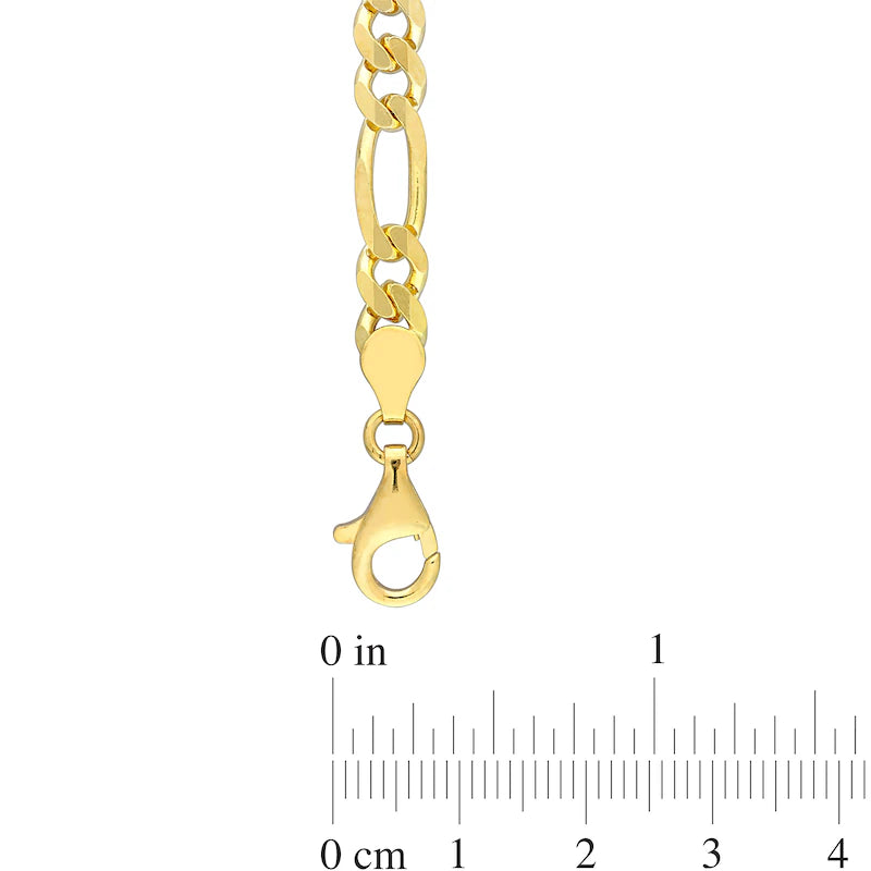 Sterling Silver Gold Rhodium 5.5MM Figaro Chain