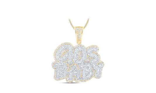 90s Baby Pendant in 10K Yellow Gold with 3.38 CTTW Round Diamonds – Hip Hop Jewelry