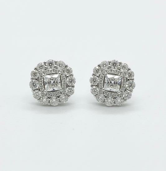 925 sterling silver stud earrings with princess-cut moissanite stones