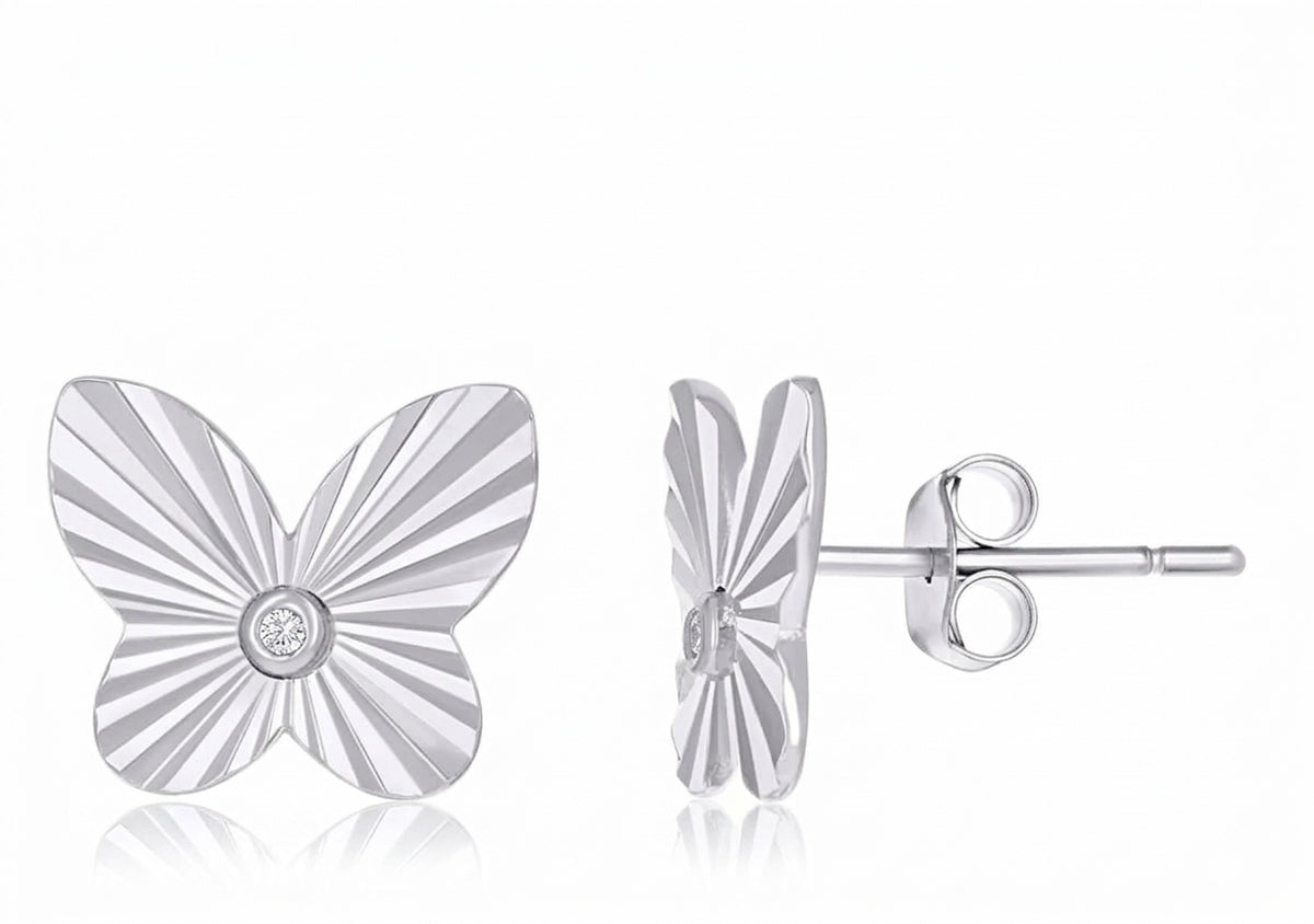 925 sterling silver women's butterfly earrings with cubic zirconia