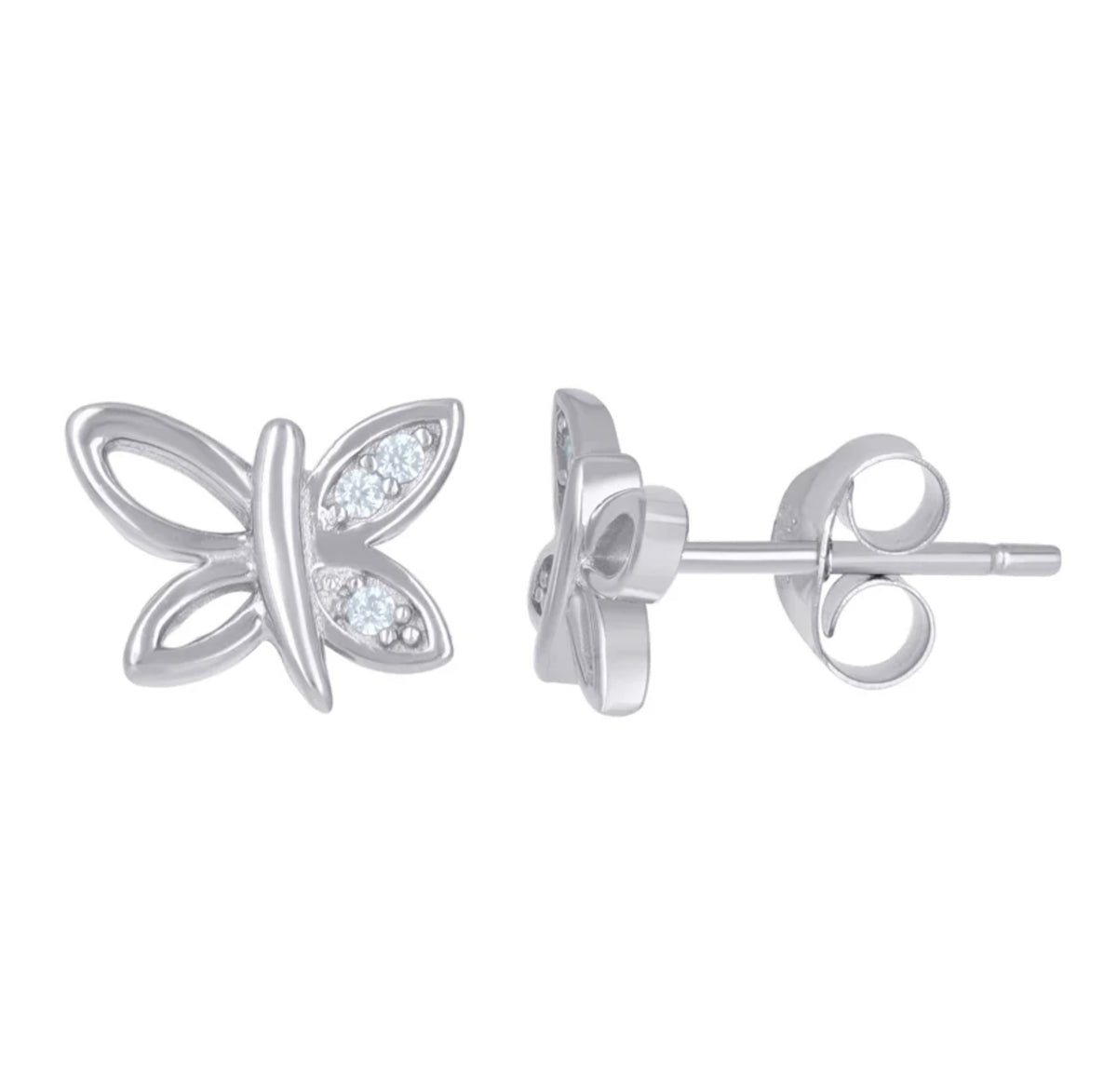 925 sterling silver butterfly fashion earrings with cubic zirconia