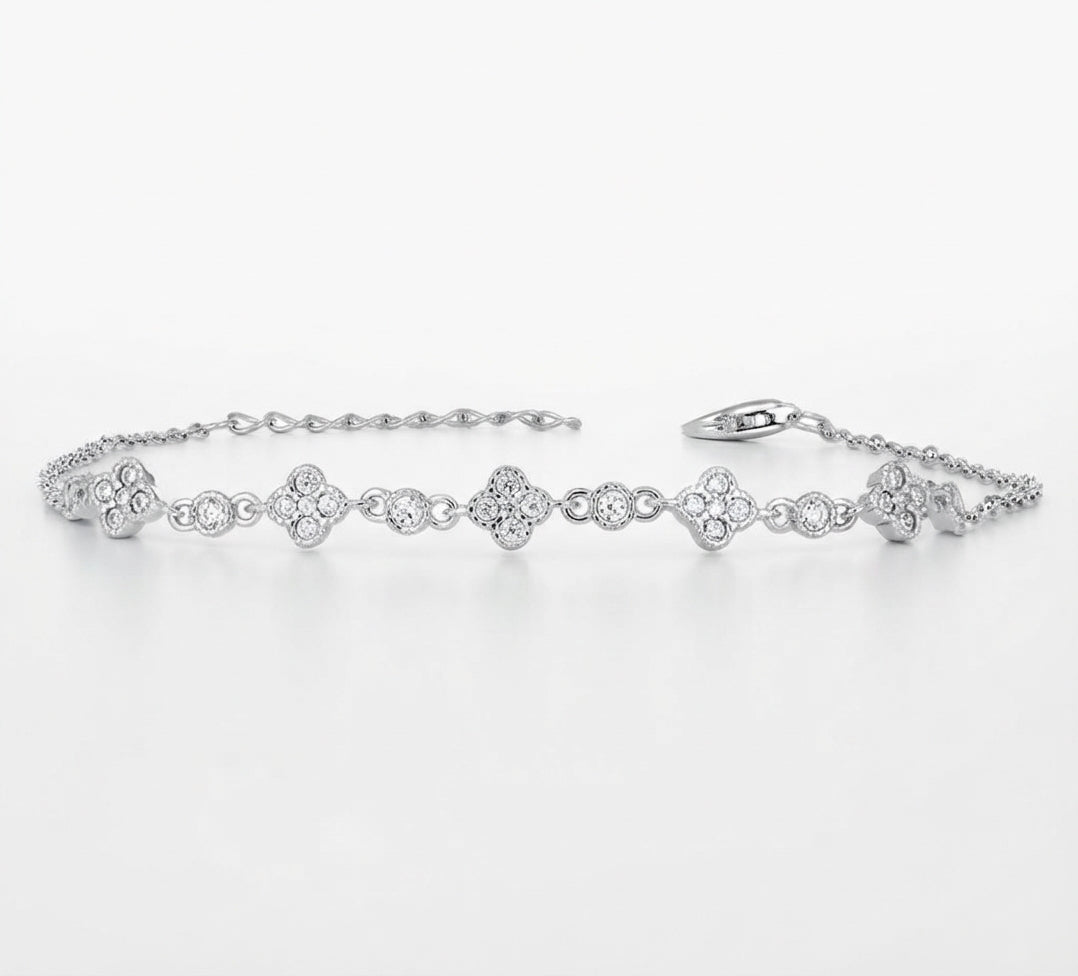 8 inch 925 sterling silver clover bracelet
