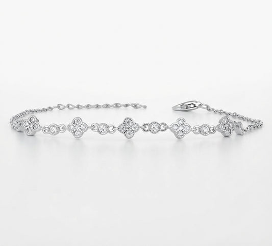 8 inch 925 sterling silver clover bracelet