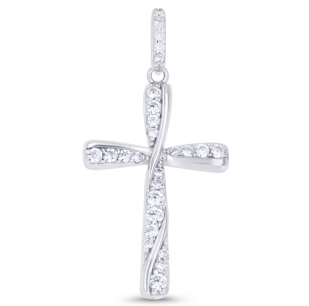 925 sterling silver cubic zirconia cross pendant unisex Christian jewelry