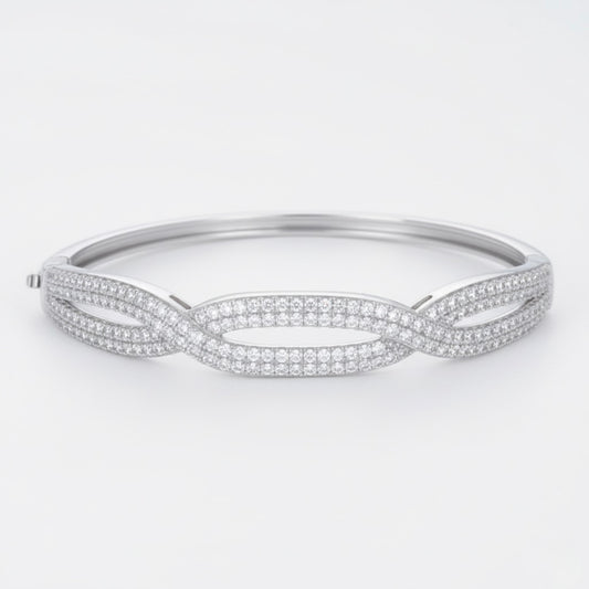 Women's 925 sterling silver cubic zirconia bangle bracelet