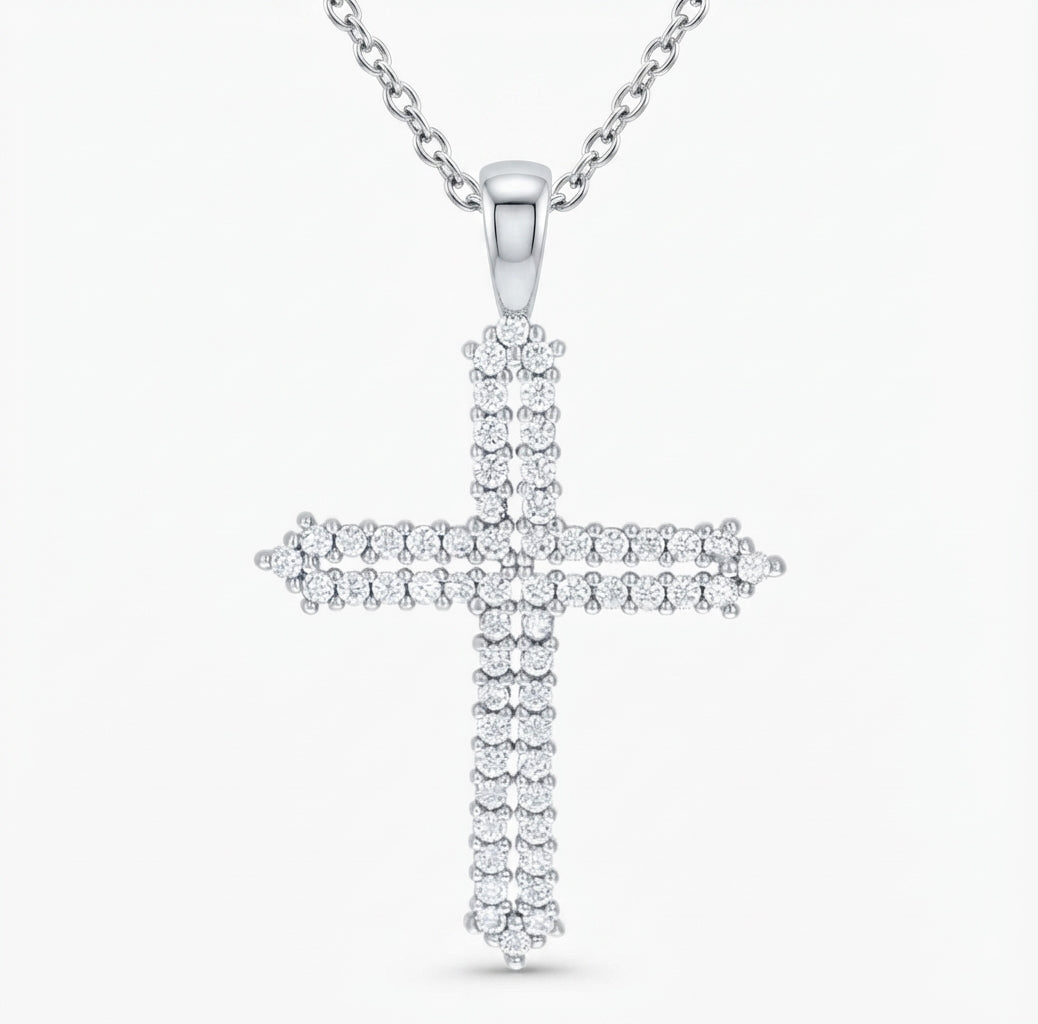 925 sterling silver cubic zirconia cross religious charm pendant