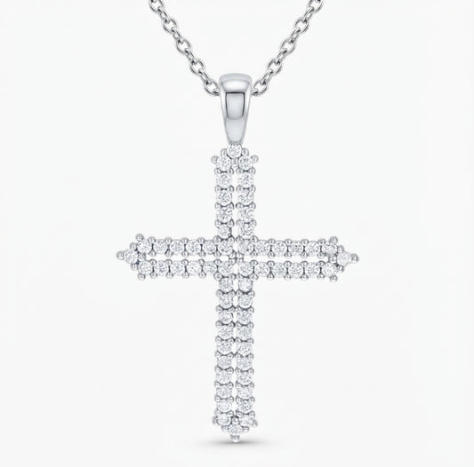 925 sterling silver cubic zirconia cross religious charm pendant